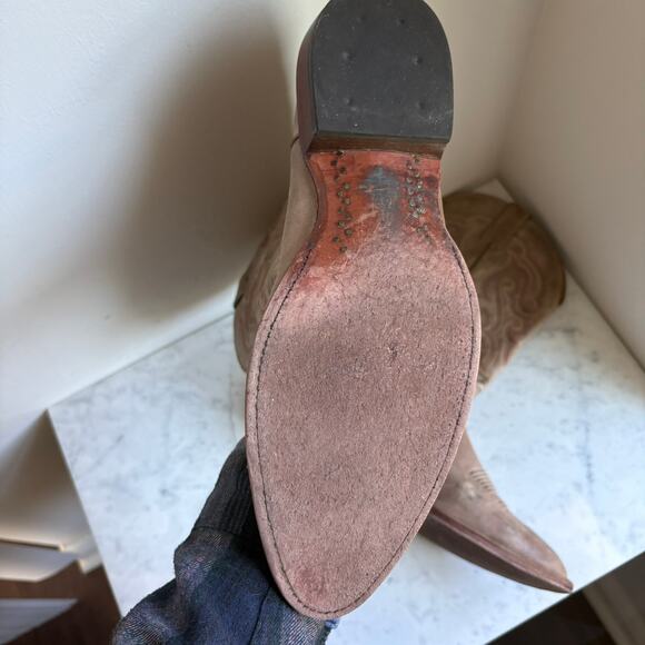 Nocona Handcrafted USA Western Boots Distressed Leather Light Brown Men’s 13 D main image 6